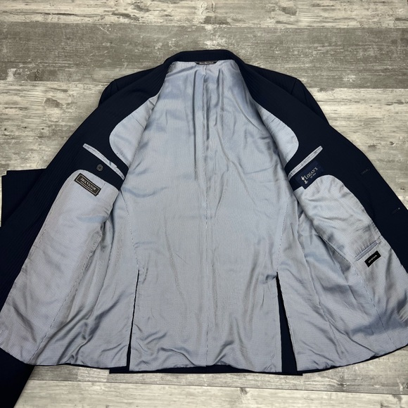 Jack Victor Solid Navy Blue on Navy Blue Pinstripe Suit 41R - Picture 5 of 12